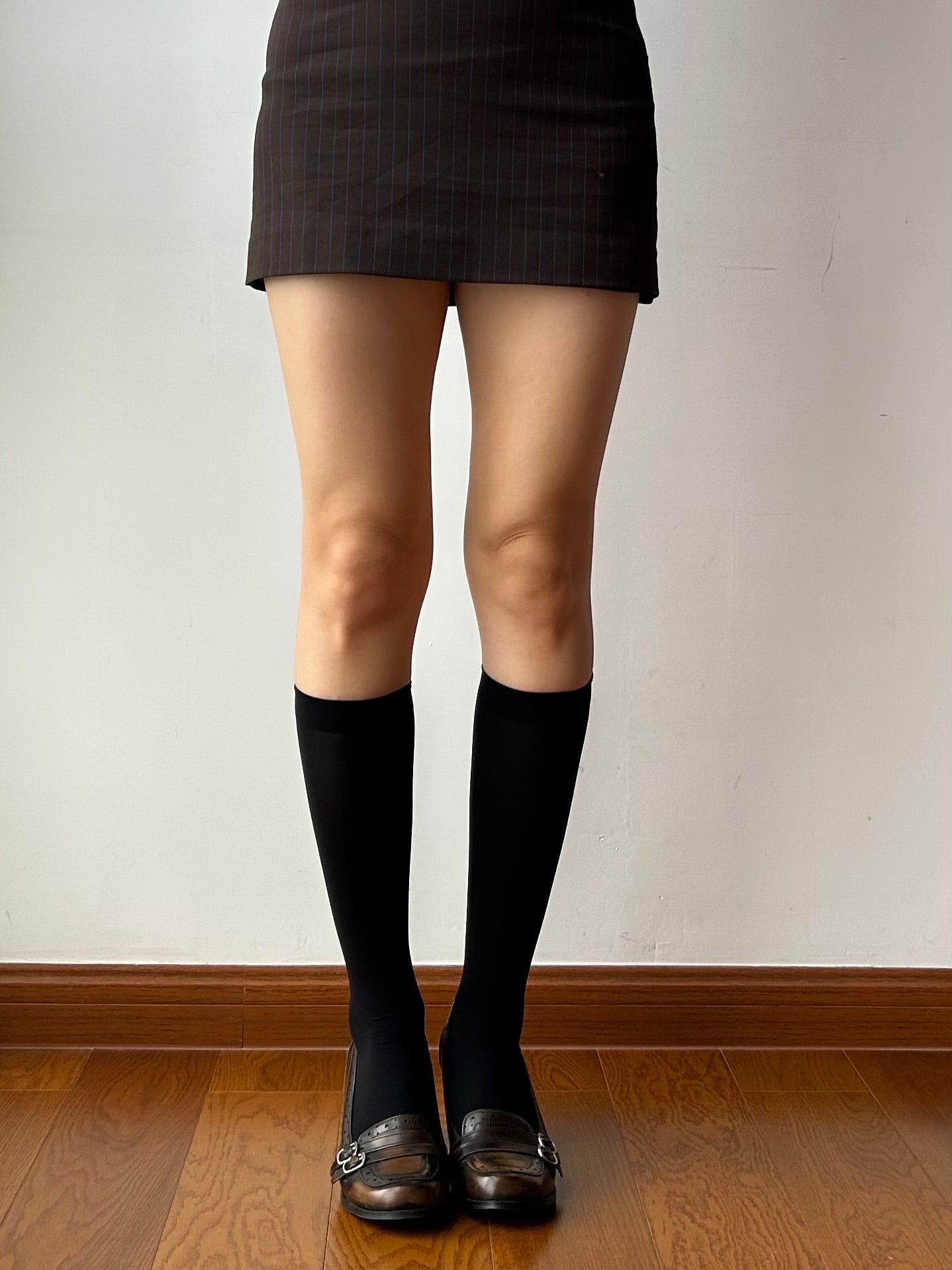 Black velvet knee high socks