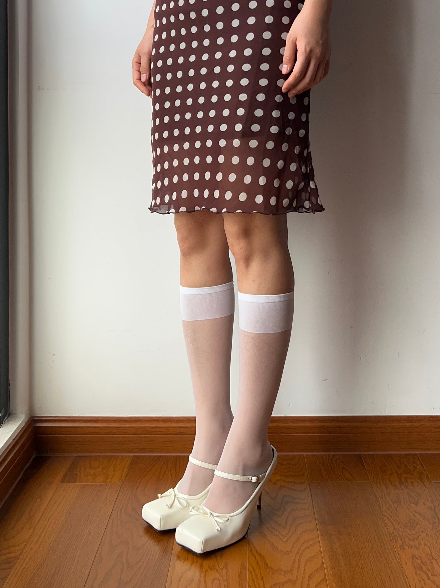 White Sheer Knee High Socks