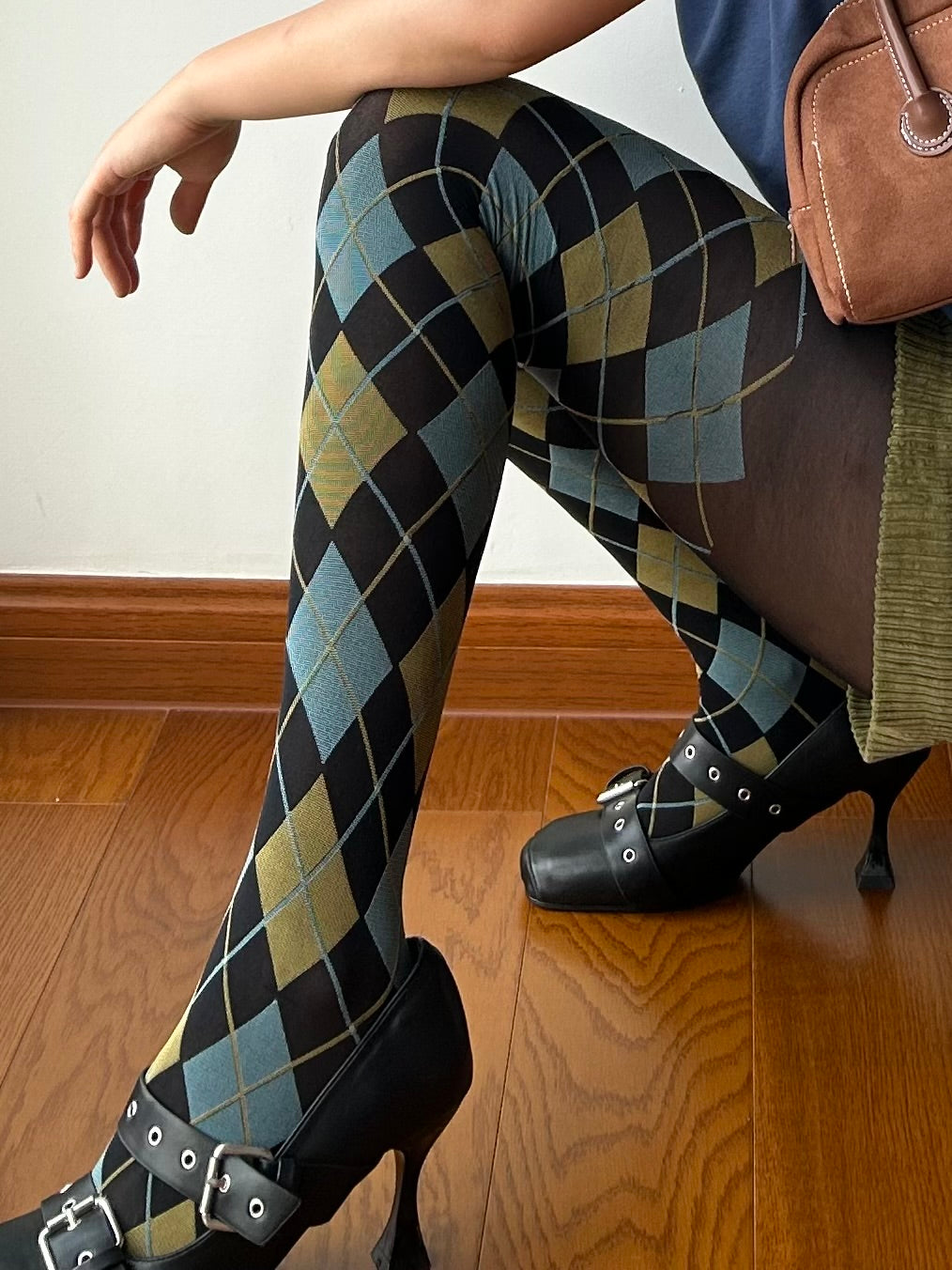 Vintage Style Check Pattern Tights