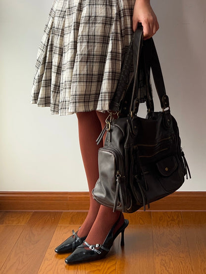Brown Ribbed Tights