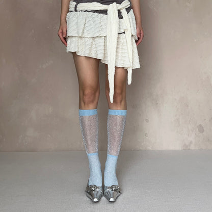 Blue Shimmery Knee High Socks