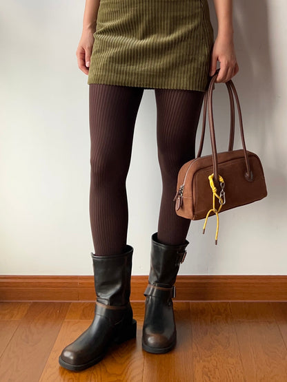 Coffee Ribbed Tights