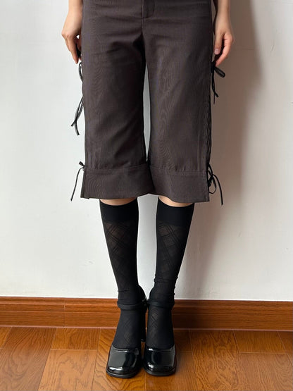 Black Check Pattern Sheer Knee High Socks