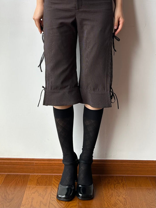 Black Check Pattern Sheer Knee High Socks