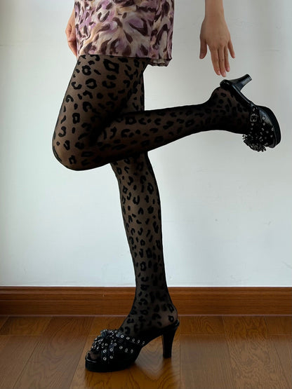 Black Leopard Sheer Tights
