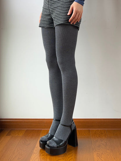 Smokey Gray Wool Blend Tights
