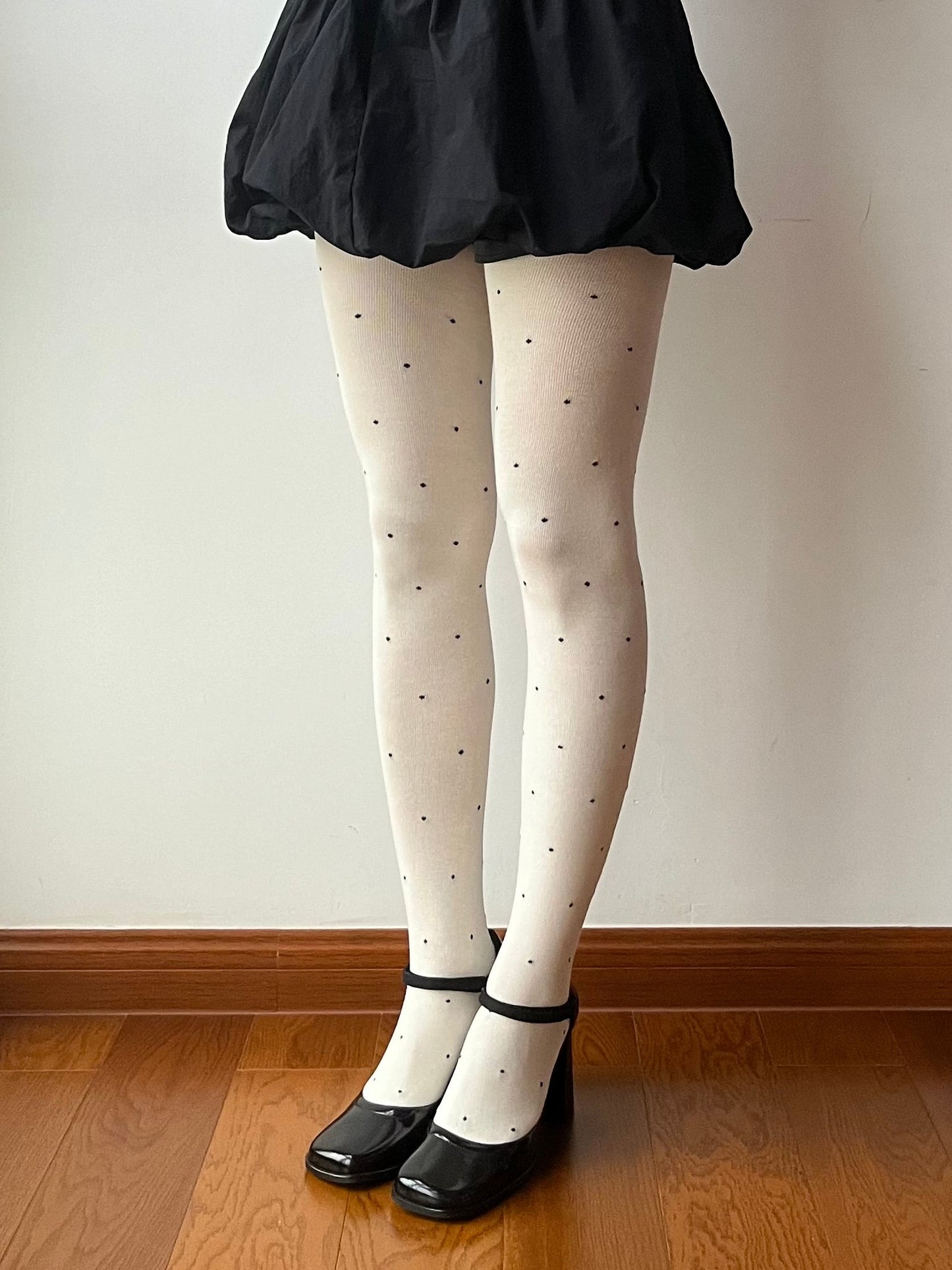 White Polka Dots Cotton Tights