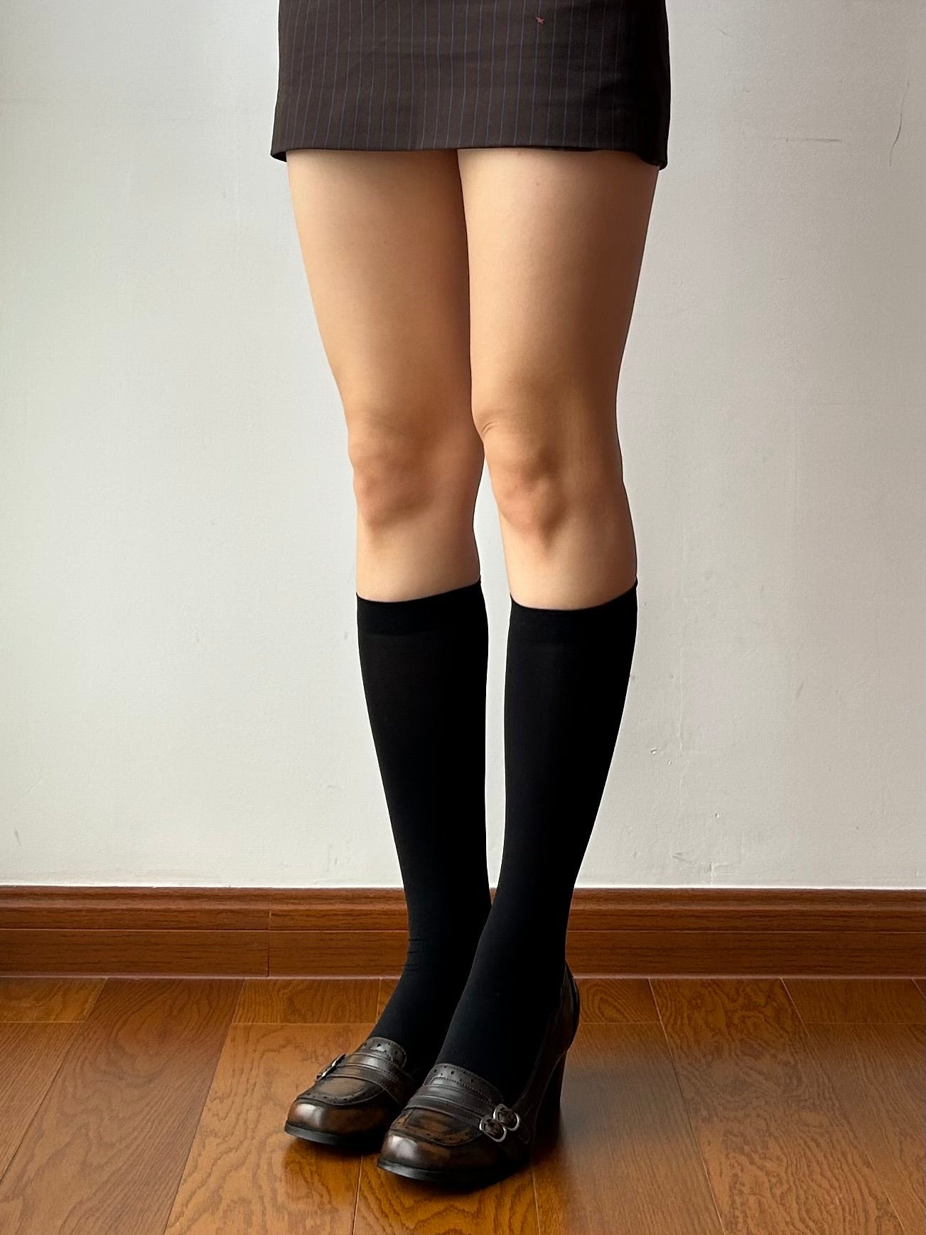Black velvet knee high socks