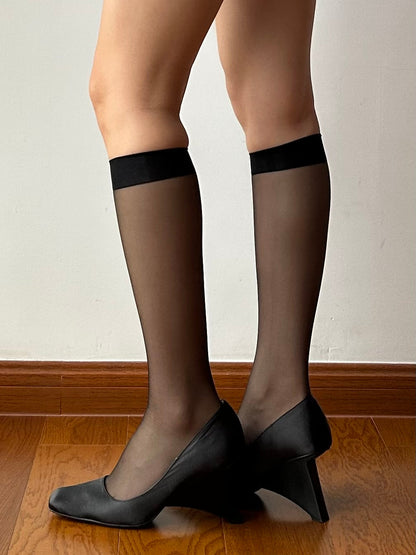 Black Sheer Knee High Socks