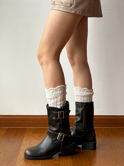Beige Wool Blend Knee High Socks