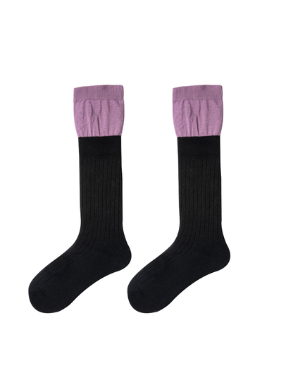 Purple + Black Cotton Knee High Socks