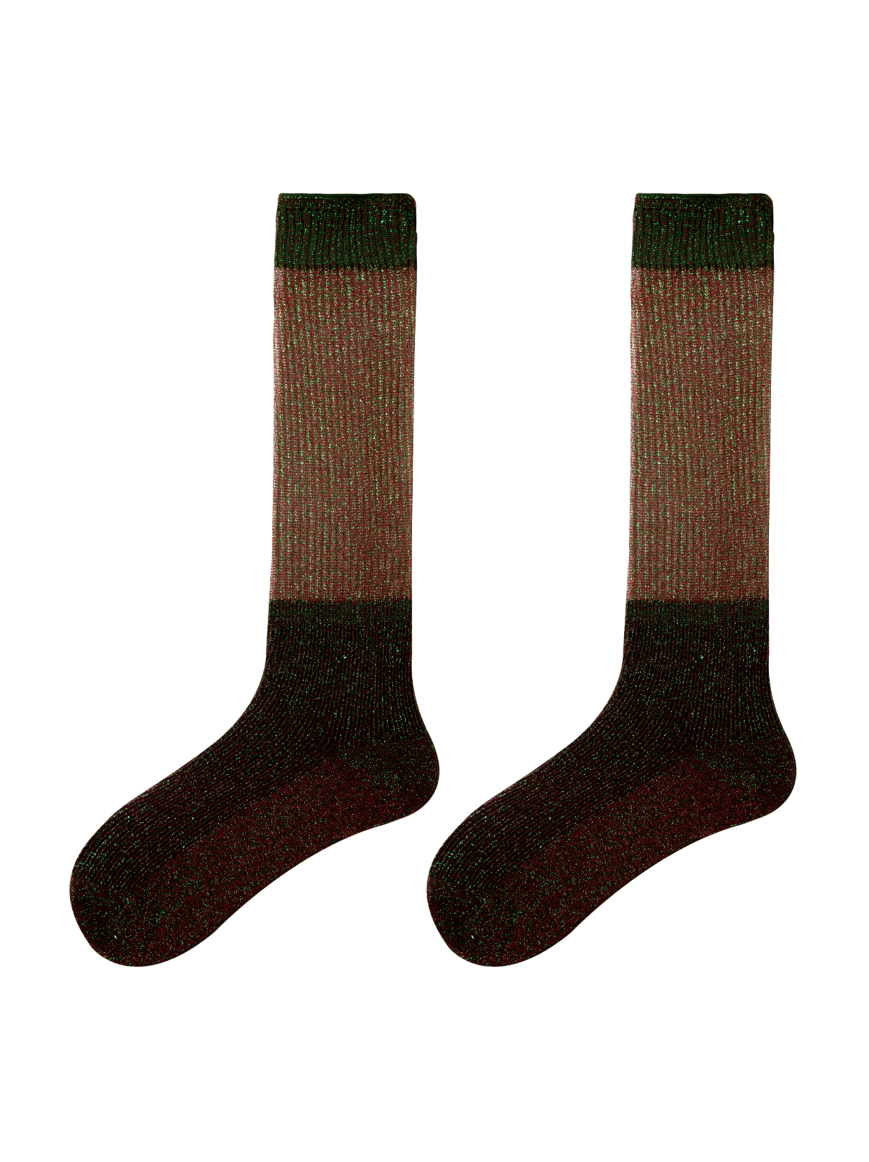 Green+Brown Shimmery Knee High Socks