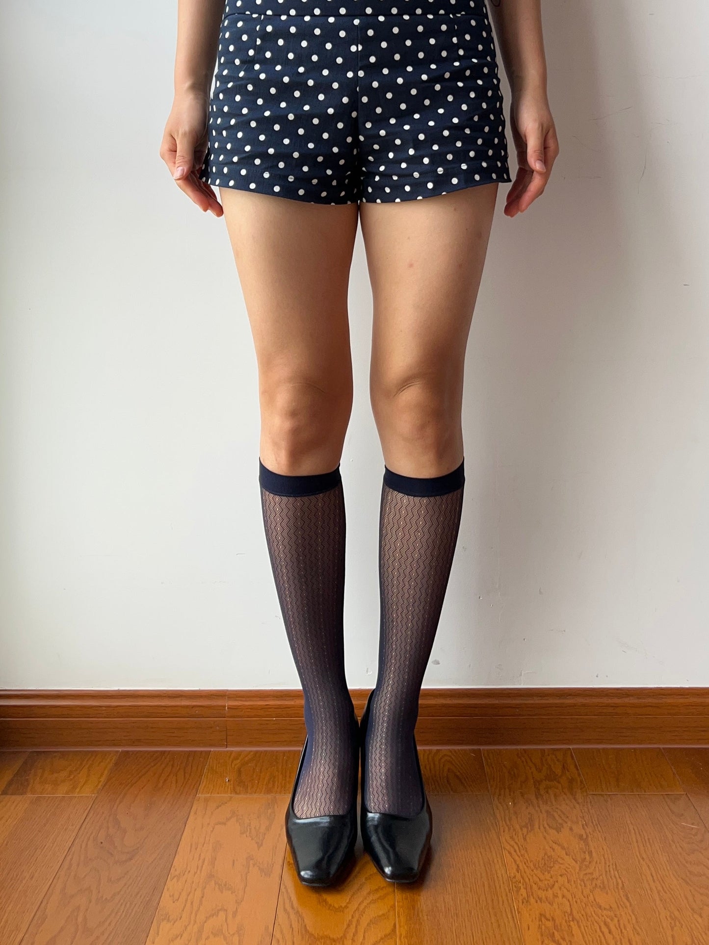 Navy Blue Fishnet Knee High Socks