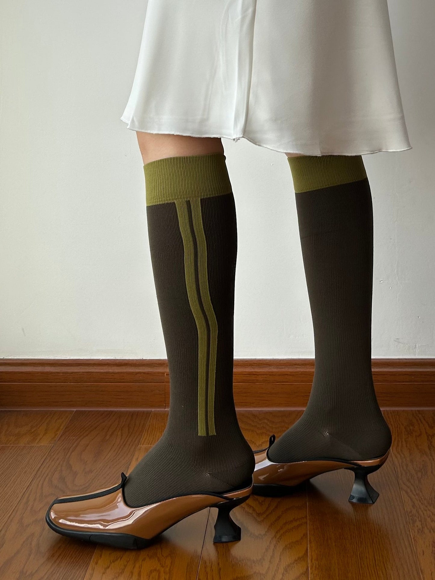 Brown Stripe Compression Knee High Socks
