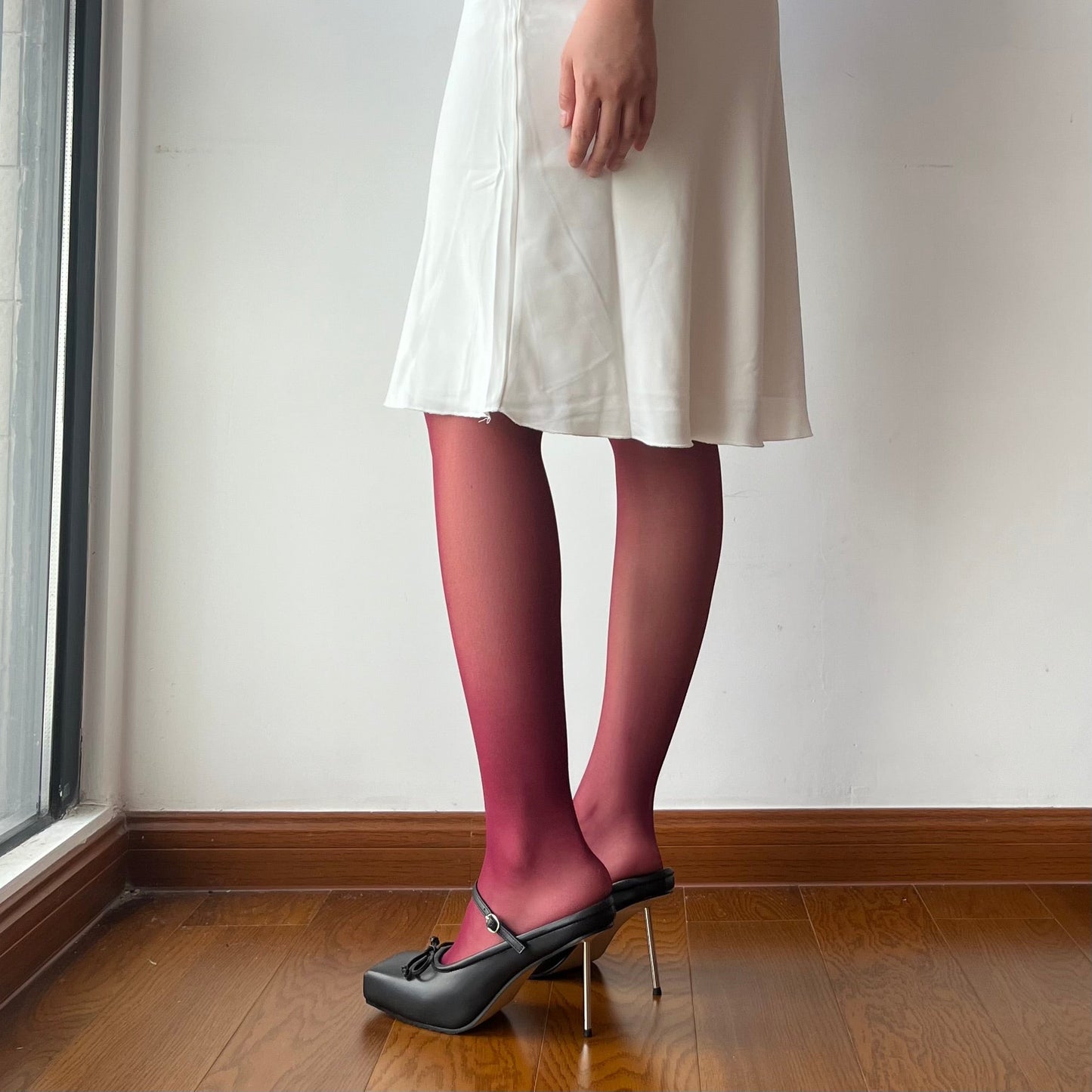 Burgundy Sheer Tights