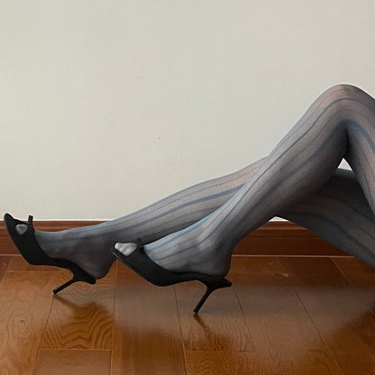 Blue Stripe Sheer Tights