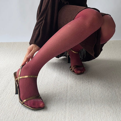 Burgundy Sheer Tights