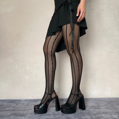 Black Stripe Sheer Tights