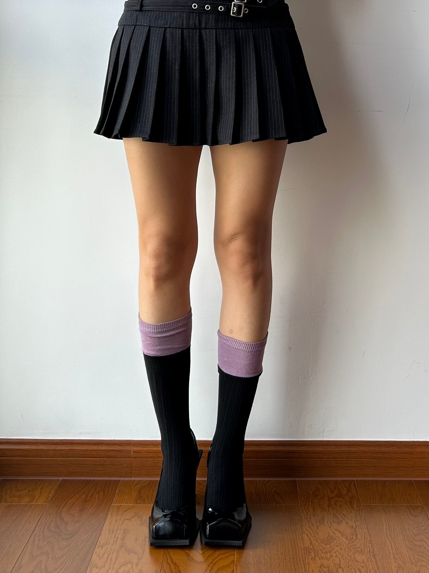 Purple + Black Cotton Knee High Socks
