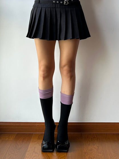 Purple + Black Cotton Knee High Socks