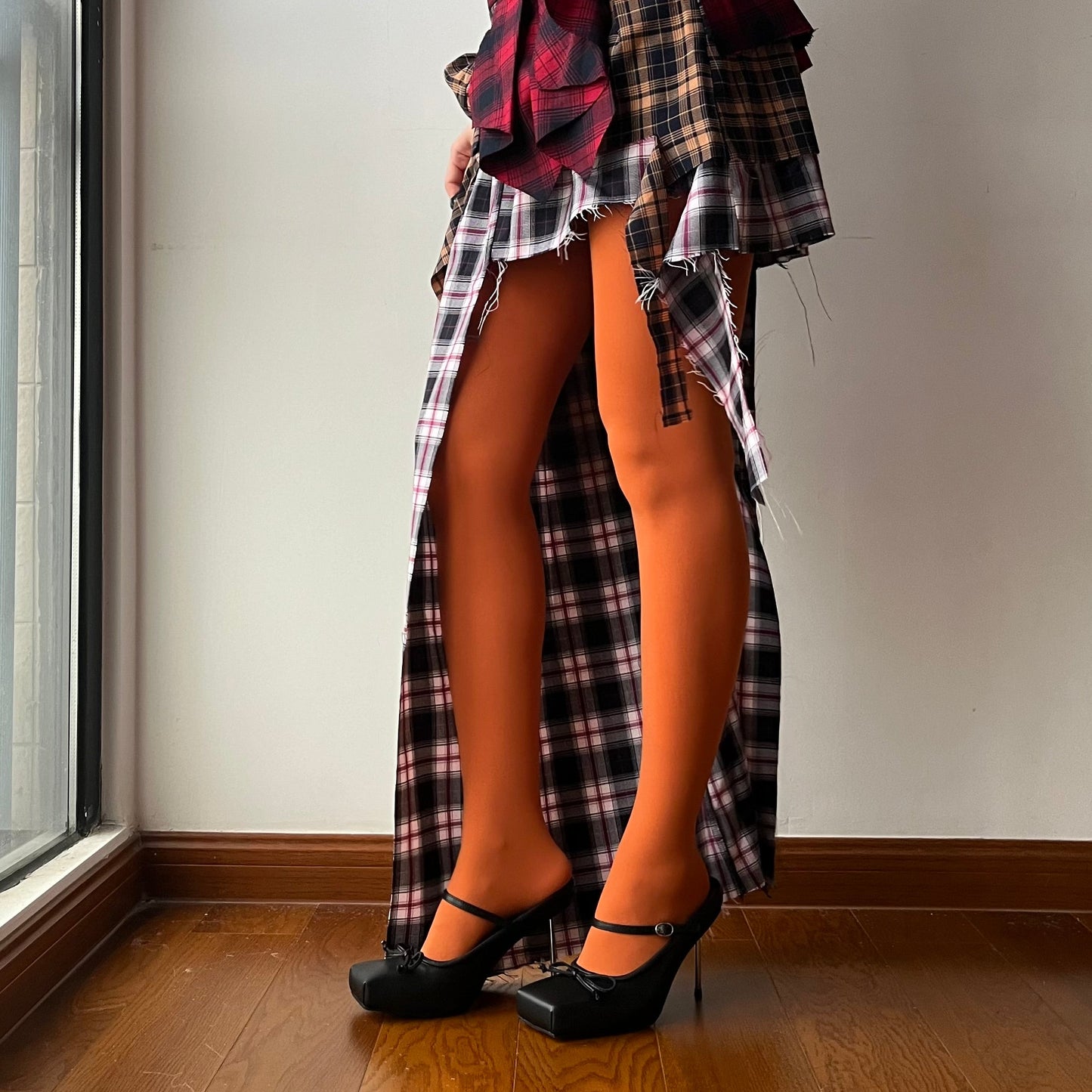 Orange Velvet Tights