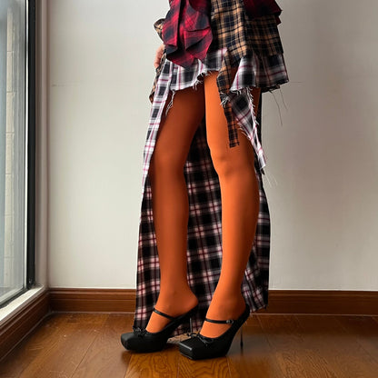Orange Velvet Tights