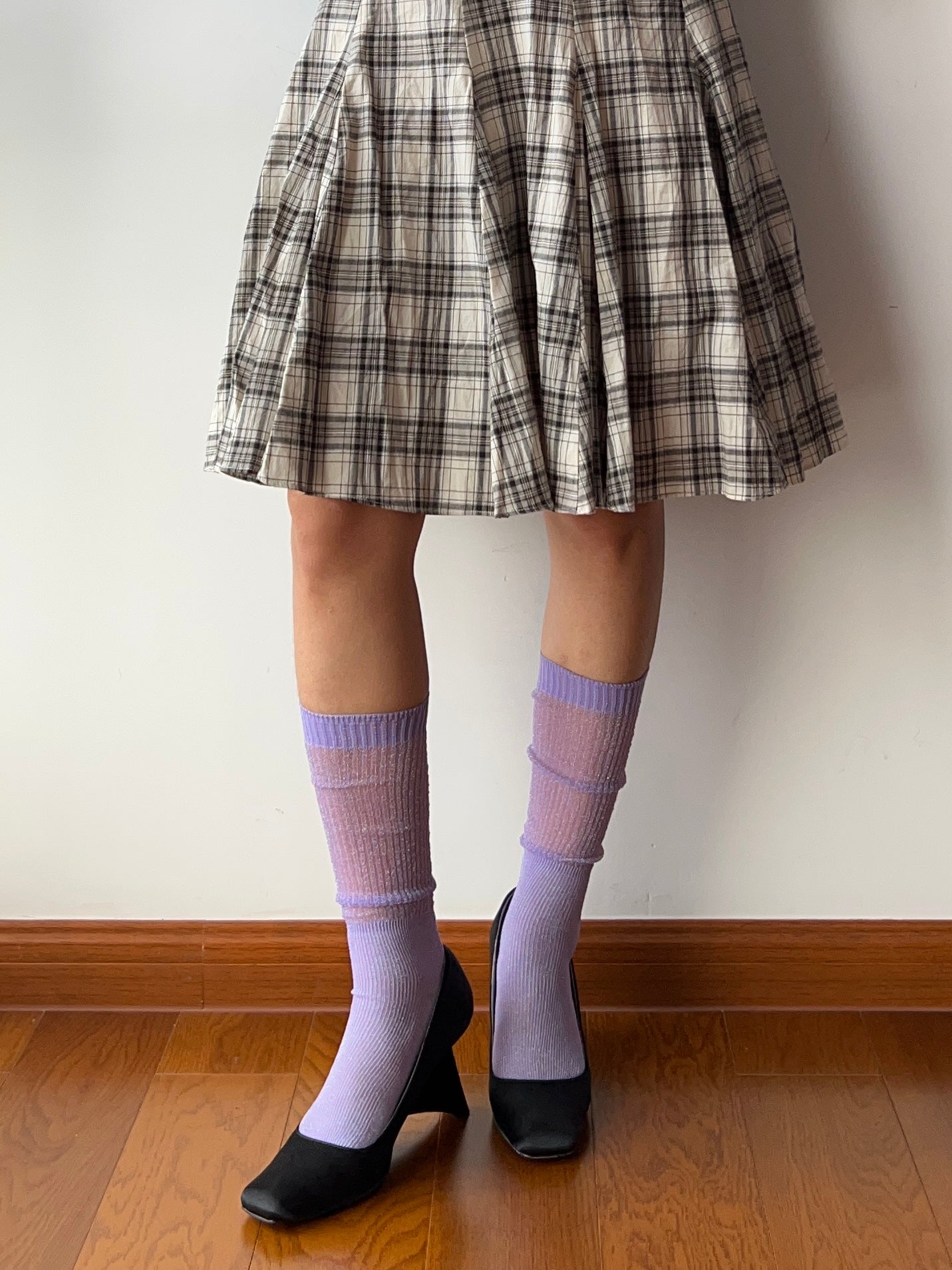 Purple Shimmery Knee High Socks