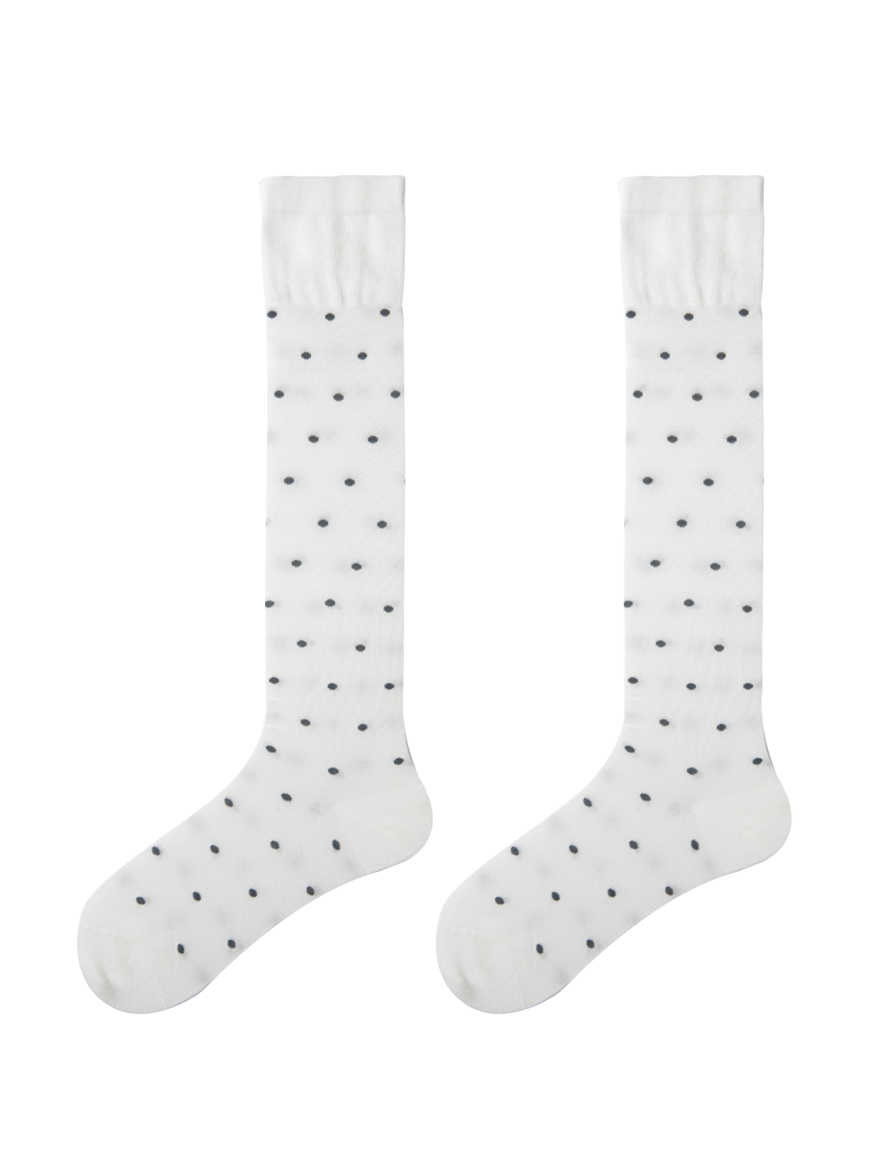 White Polka Dots 240N Modal Knee High Socks