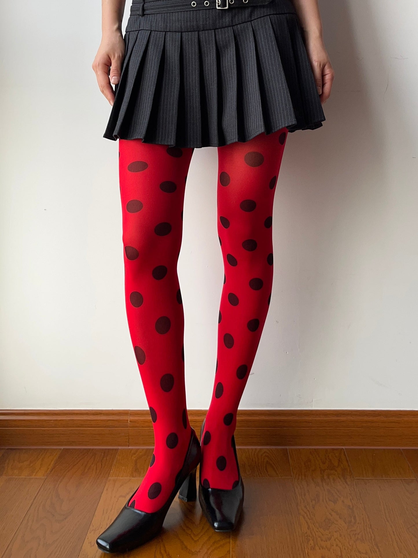 Red Polka Dots Print Tights
