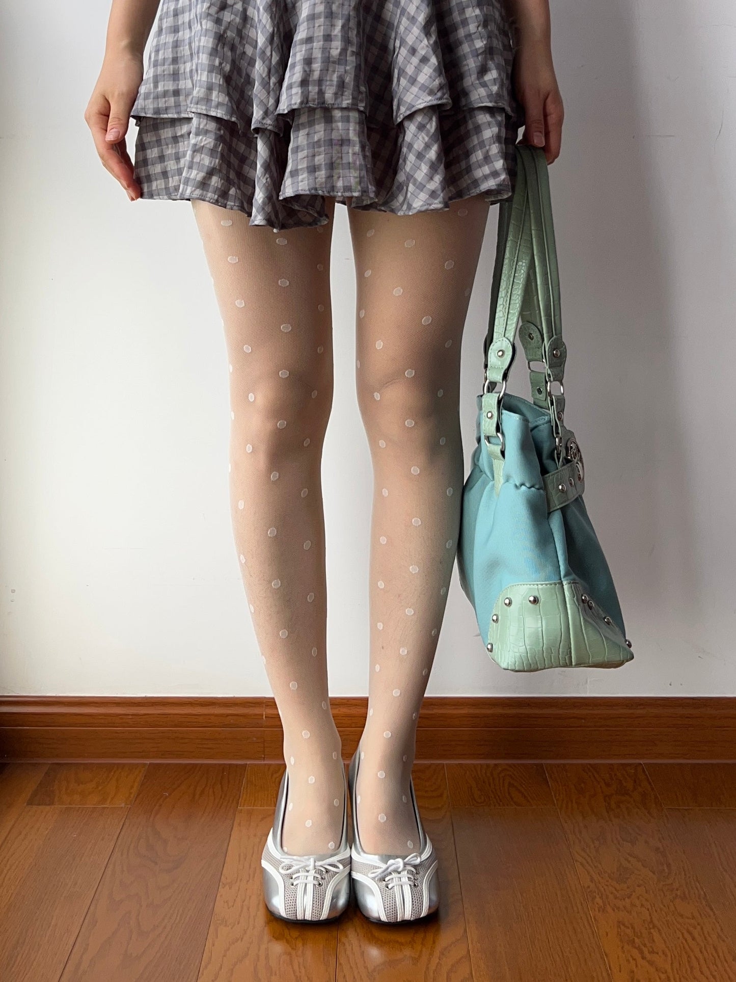 Cream Polka Dots Sheer Tights