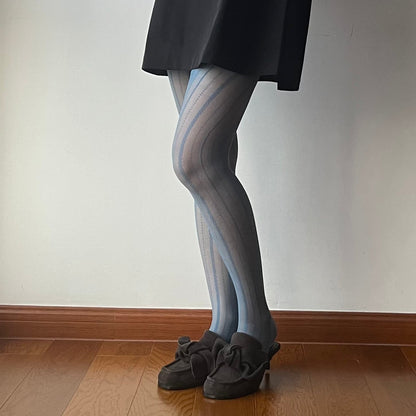 Blue Stripe Sheer Tights