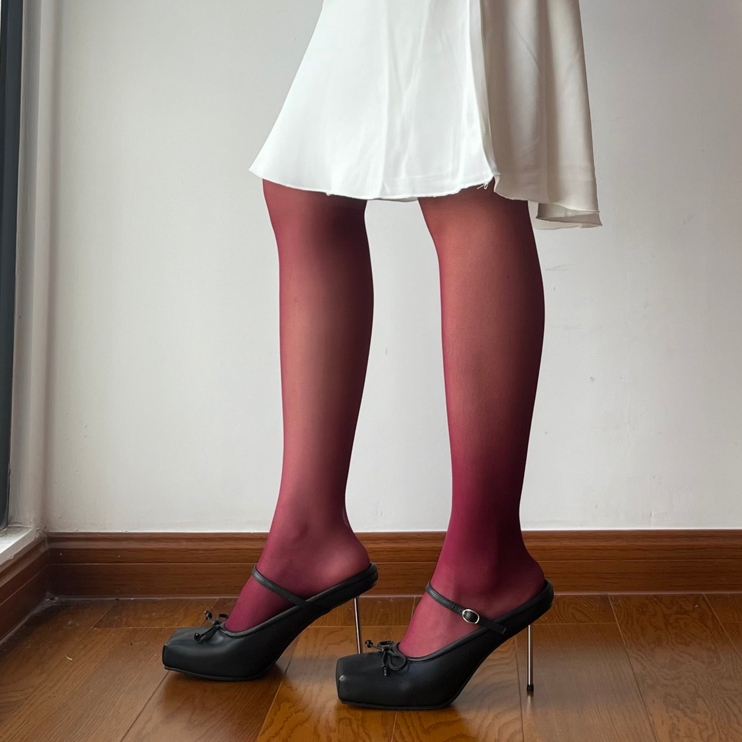 Burgundy Sheer Tights