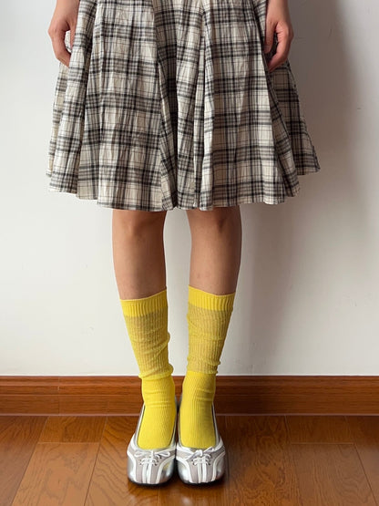 Yellow Shimmery Knee High Socks