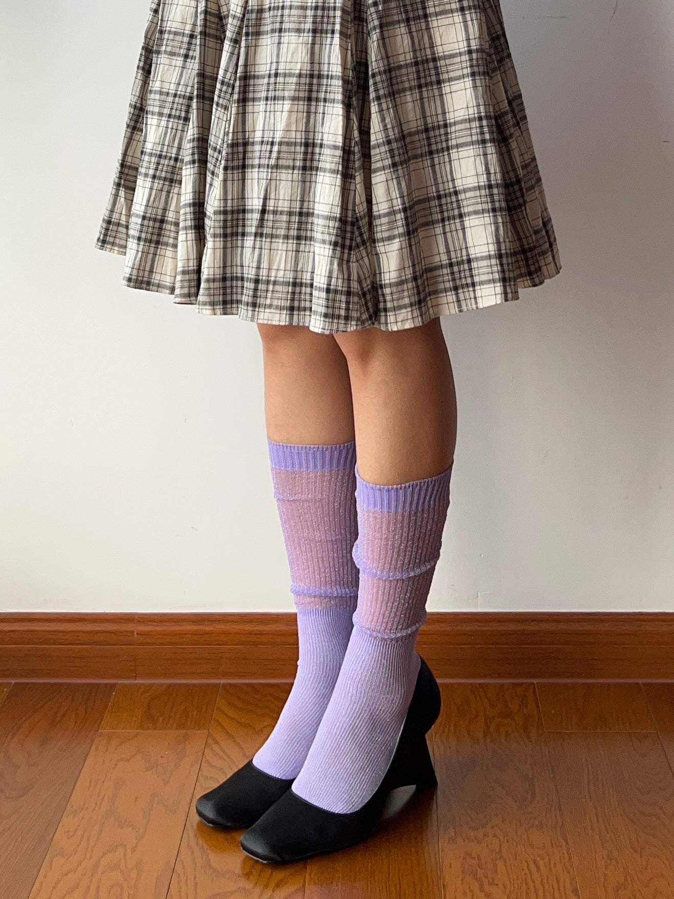 Purple Shimmery Knee High Socks