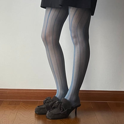 Blue Stripe Sheer Tights