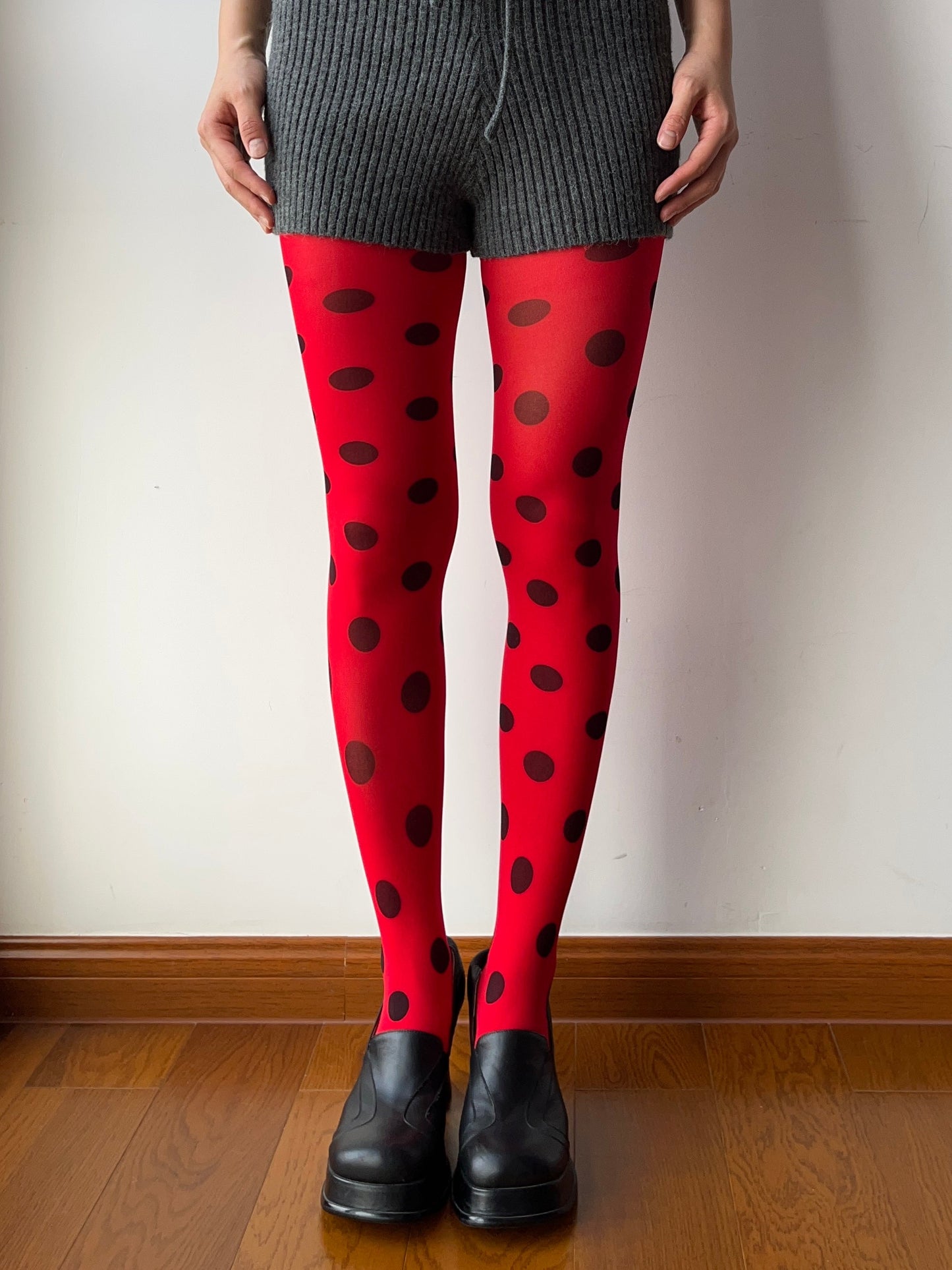 Red Polka Dots Print Tights