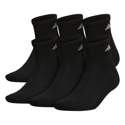 adidas Men's Athletic Cushioned 6-Pack Quarter Sock