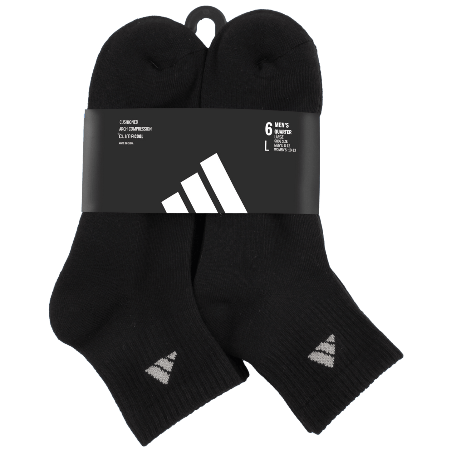 adidas Men's Athletic Cushioned 6-Pack Quarter Sock