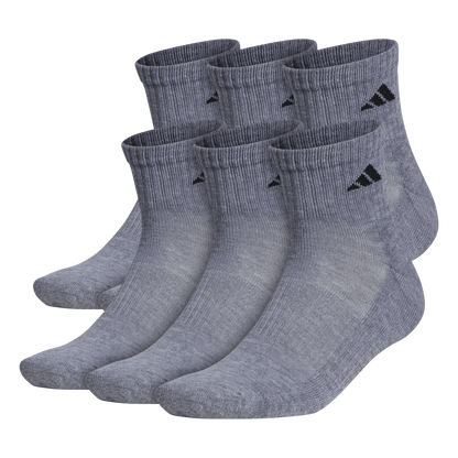 adidas Men's Athletic Cushioned 6-Pack Quarter Sock