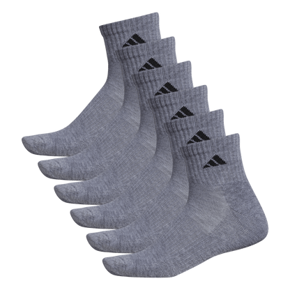adidas Men's Athletic Cushioned 6-Pack Quarter Sock