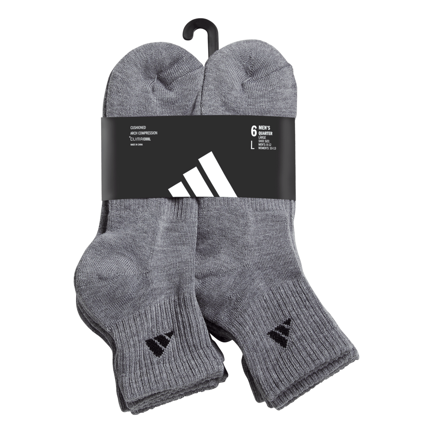 adidas Men's Athletic Cushioned 6-Pack Quarter Sock