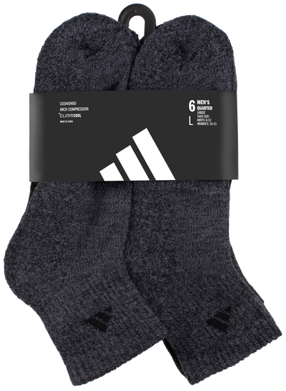 adidas Men's Athletic Cushioned 6-Pack Quarter Sock