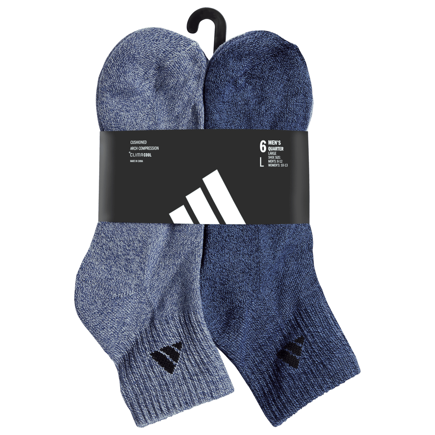 adidas Men's Athletic Cushioned 6-Pack Quarter Sock