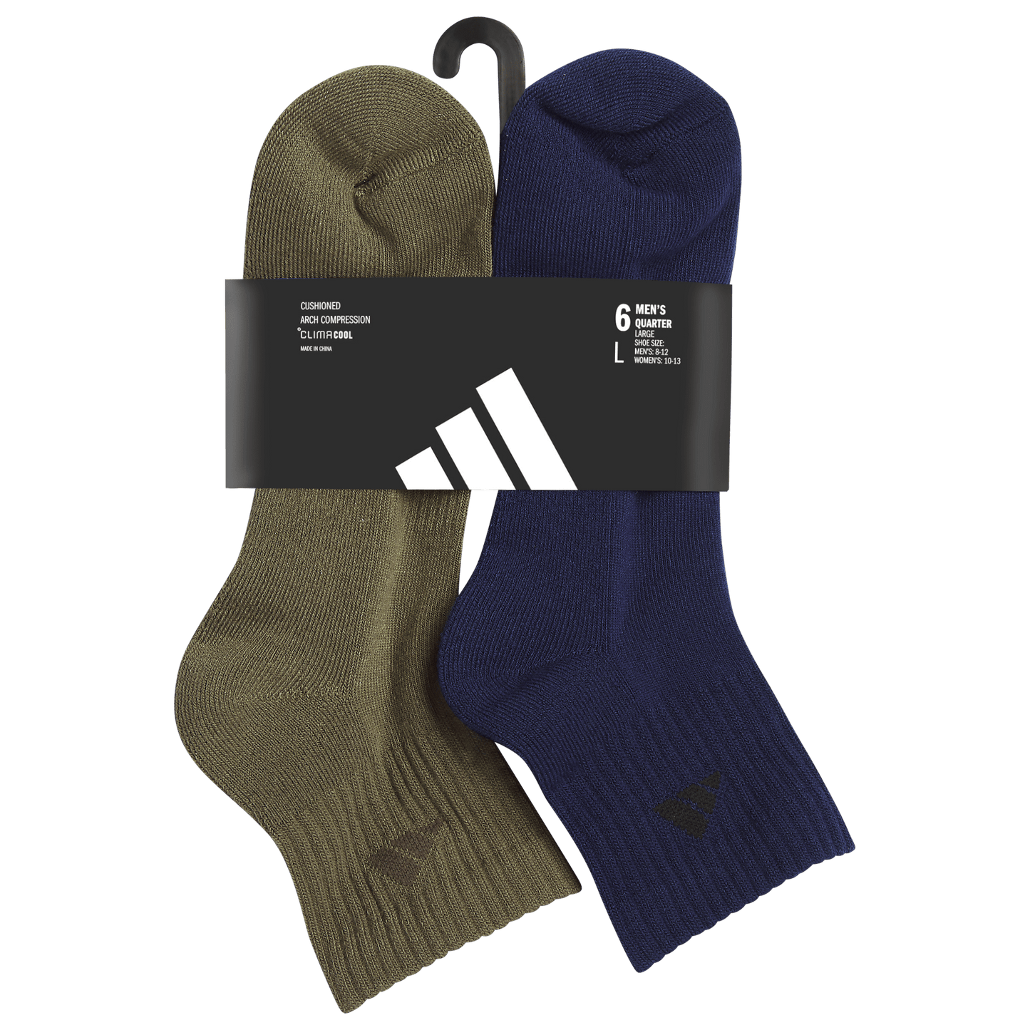 adidas Men's Athletic Cushioned 6-Pack Quarter Sock