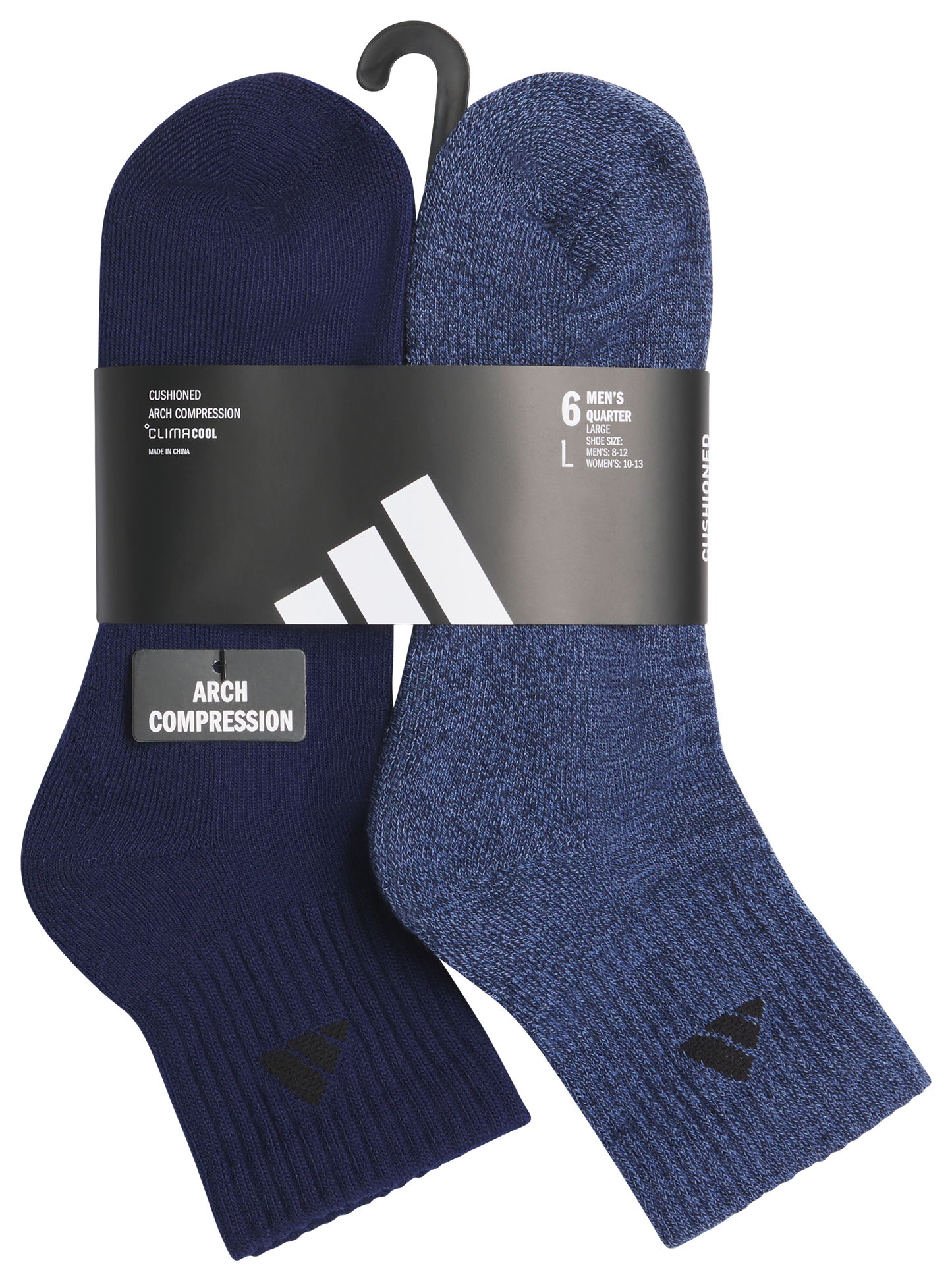 adidas Men's Athletic Cushioned 6-Pack Quarter Sock