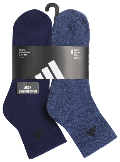 adidas Men's Athletic Cushioned 6-Pack Quarter Sock