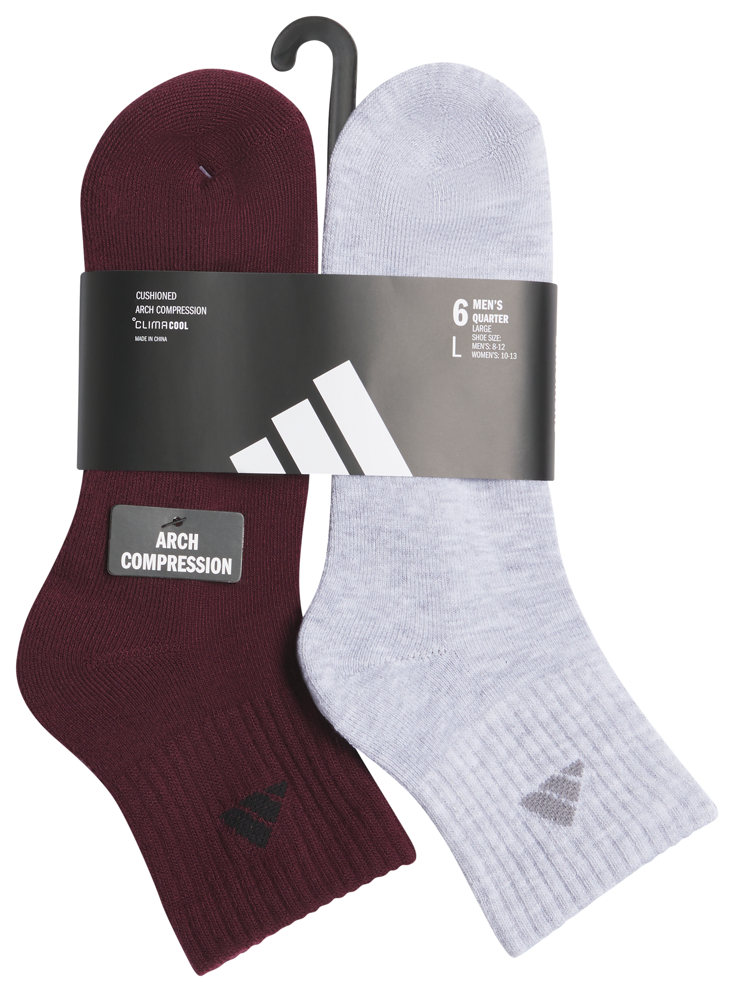 adidas Men's Athletic Cushioned 6-Pack Quarter Sock