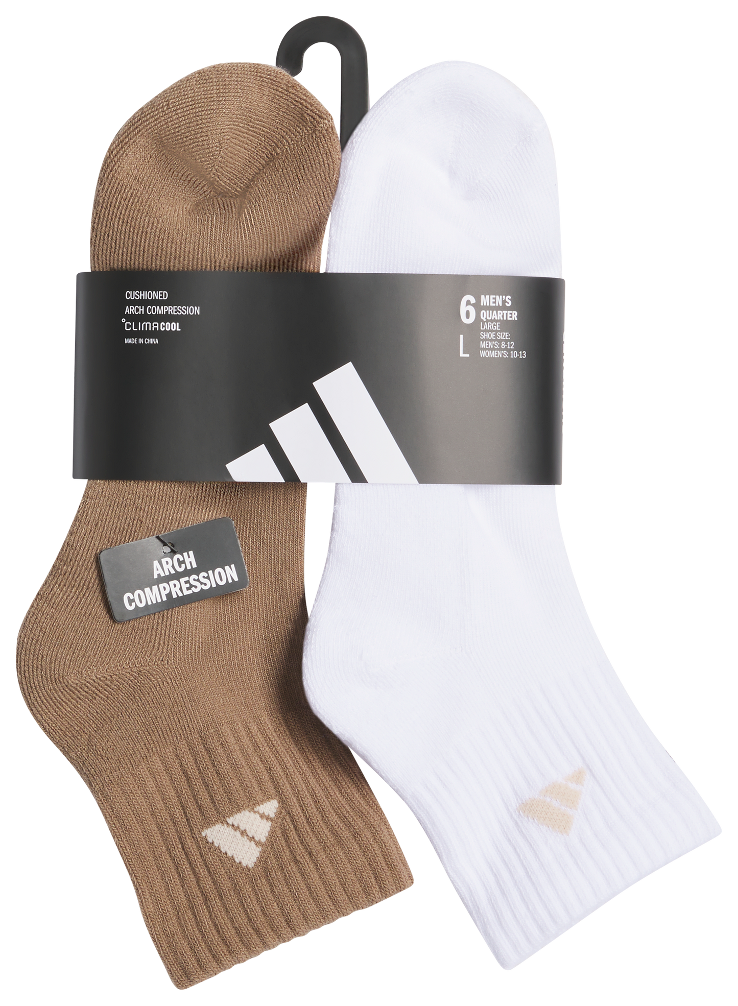adidas Men's Athletic Cushioned 6-Pack Quarter Sock