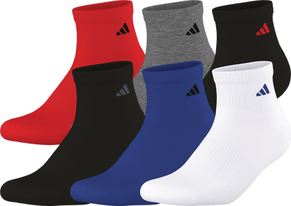 adidas Men's Athletic Cushioned 6-Pack Quarter Sock