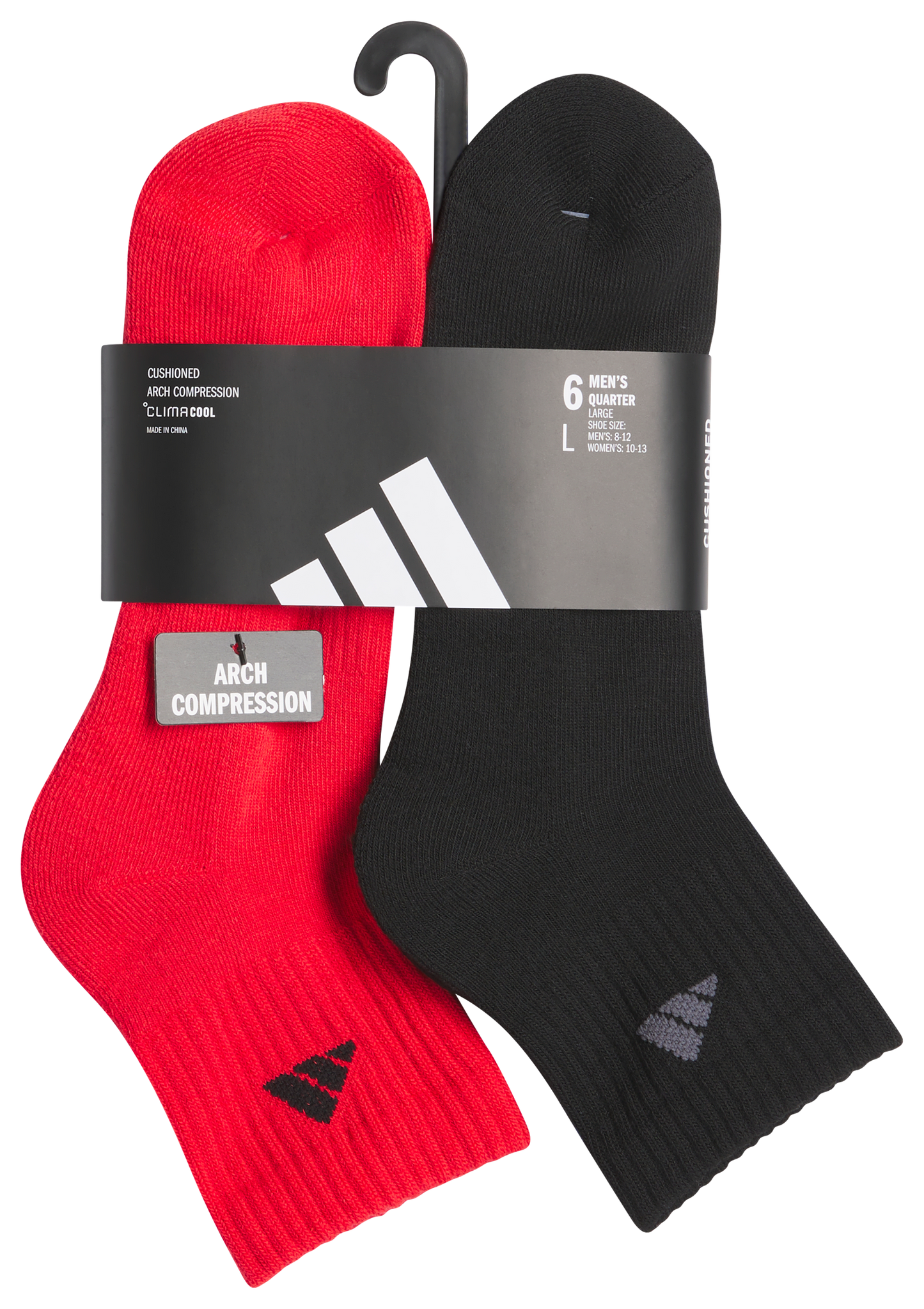 adidas Men's Athletic Cushioned 6-Pack Quarter Sock